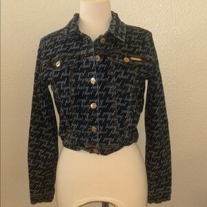 Baby Phat Black Script Denim Jacket with Gold Accents